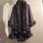 Thickened Knitted Cape With Furry Collar For FallWinter